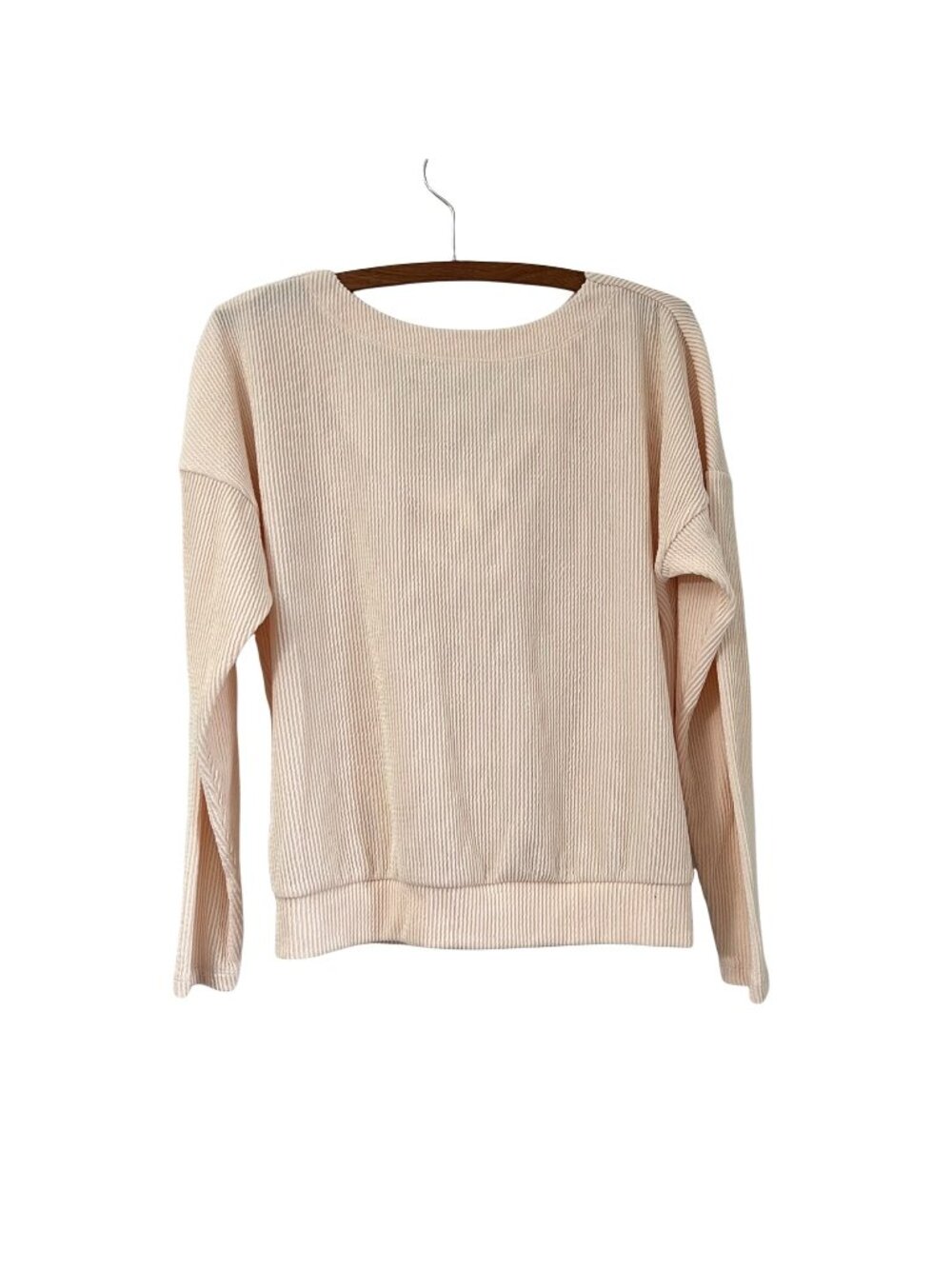Maeve by Anthropologie Peach Ribbed Cowl Back Long Sleeve Pullover Top Size XS